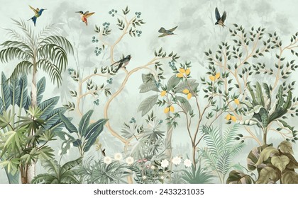 Tropical Foliage – decorate with a wall mural wallpaper.