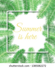 Tropical foliage design frame mockup illustration for text 
