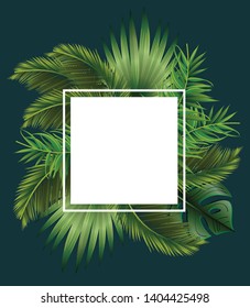 Tropical foliage design frame mockup illustration for text - Vector