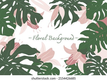 Tropical foliage and floral background