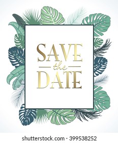 Tropical foliage frame template
