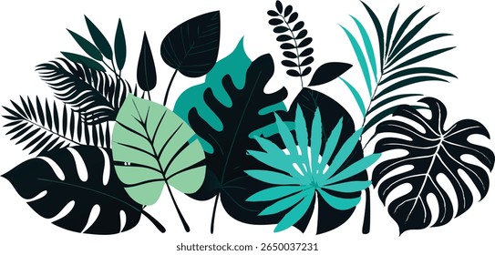 Tropical foliage illustration with modern minimalist style