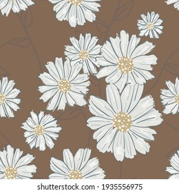 Tropical forest botanical background. Seamless vector texture leaves pattern of wild plants with in hand drawn. For fashion, fabric, textile, wallpaper, cover, web, wrapping
