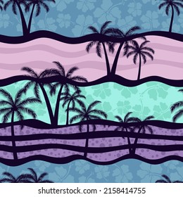 Tropical forest hand drawn style seamless pattern vector for fashion fabric , wallpaper, and all prints. Palms, strips and flowers.