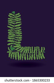 Tropical forest inspired alphabet letters