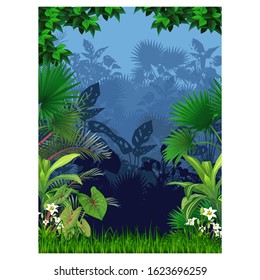 Tropical Forest Ivy Ivy Plant and Flower Cartoon