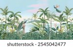Tropical forest jungle with peacock wallpaper. Tropical Rainforest Plants and Trees Jungle Forest Wallpaper 