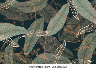 Tropical forest leaf pattern on a beautiful background. Illustrations and vectors