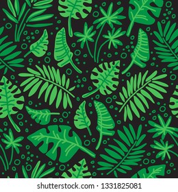 Tropical forest. Seamless pattern. Flat vector Illustration. Design element for fabric, wallpaper or gift wrap.