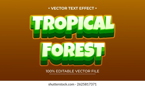 Tropical Forest text effect 3d and editable text effect with shield and leaf illustration