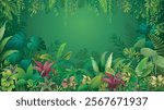 Tropical forest with various kinds of plants