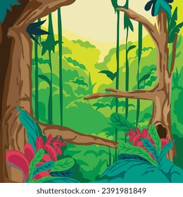 Fondo de la ilustración del vector forestal tropical