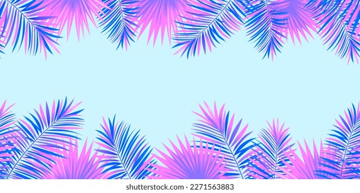 Tropical forest vector illustration. Colorful exotic tropic seamless pattern. beautiful colored leaves, plants. Summer, spring, travelling, vacation design. Magical forest wallpaper.