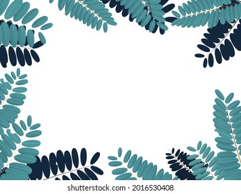 Tropical frame. Exotic leaves  fraemework with a negative space in the middle. Vector.