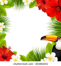 Tropical Frame, With Gradient Mesh, Vector Illustration