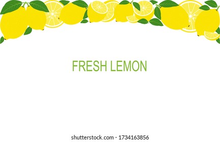Tropical frame with lemons. Vector fruit background or wallpaper.
