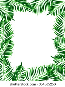 Tropical frame. Palm leaf background with place for your text. 
