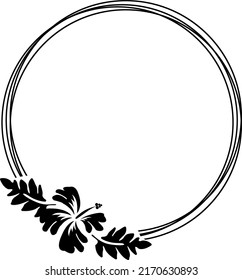 Tropical frame. Summer frame. monogram frame,tropical, hibiscus, hawaii