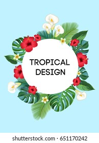 Tropical frame. Vector Postcard.