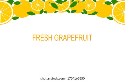 Tropical frame with yellow grapefruits. Vector fruit background or wallpaper.