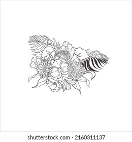 Tropical frames with flowers and leaves. Vector.