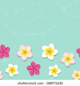 Tropical frangipani flowers in the water. Seamless vector illustration