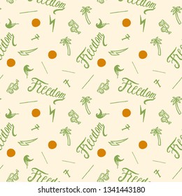 Tropical freedom vintage typography pattern