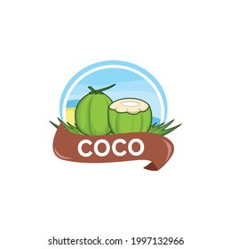 tropical fresh coconut logo badges vector illustration perfect for beach hotel and healthy drink company