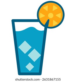 Tropical Fresh Drink Glass Flat Style