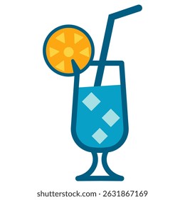 Tropical Fresh Drink Glass Flat Style