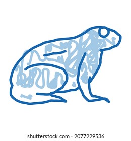 tropical frog sketch icon vector. Hand drawn blue doodle line art tropical frog sign. isolated symbol illustration