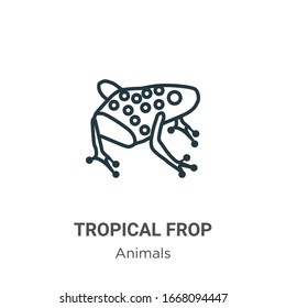 Tropical frop outline vector icon. Thin line black tropical frop icon, flat vector simple element illustration from editable animals concept isolated stroke on white background