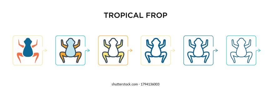 Tropical frop vector icon in 6 different modern styles. Black, two colored tropical frop icons designed in filled, outline, line and stroke style. Vector illustration can be used for web, mobile, ui