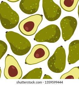 tropical fruit avocado seamless pattern on white background vector