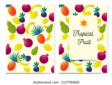tropical fruit banner, vector illustration, flat style