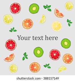 tropical fruit, citrus, vector background