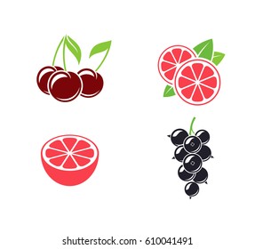 Tropical fruit and citrus fruit. Vector illustration