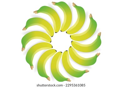 Tropical fruit concept. Vector summer pattern of bananas on a white background