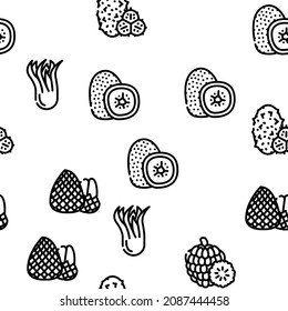 Tropical Fruit Delicious Food Vector Seamless Pattern Thin Line Illustration