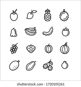 tropical fruit, exotic fruit icon set