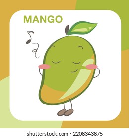 Tropical fruit Flashcard for Children. Cute design flashcard for toddlers. Ready to print. Printable game card. Educational card for preschool. Vector illustration.