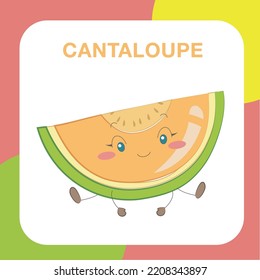 Tropical fruit Flashcard for Children. Cute design flashcard for toddlers. Ready to print. Printable game card. Educational card for preschool. Vector illustration.