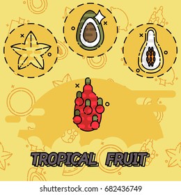 Tropical fruit flat concept icons. Modern flat design. Vector illustration