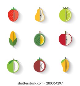Tropical Fruit Flat Design, Vector