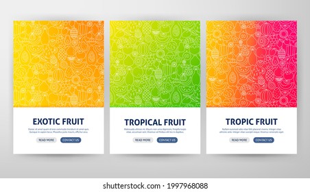 Tropical Fruit Flyer Concepts. Vector Illustration of Outline Design.