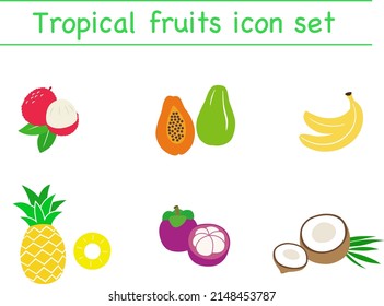 Conjunto de material de icono de frutas tropicales
