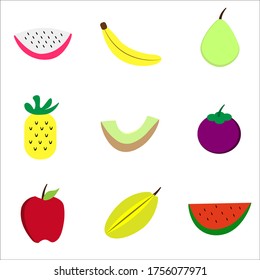 a tropical fruit illustration icon set