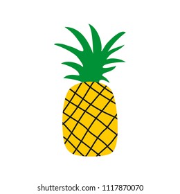 Tropical fruit. Illustration of pineapple. Juicy pineapple.