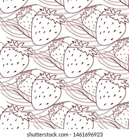 Tropical fruit line pattern. Tropical fruits home textile design background. Elegance sketch style
