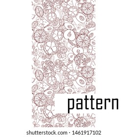 Tropical fruit line pattern. Tropical fruits home textile design background. Elegance sketch style
